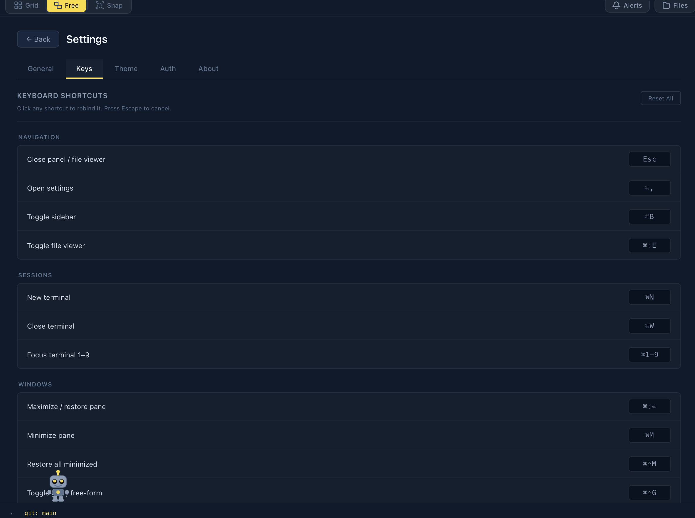 PaneStreet settings panel with customization options